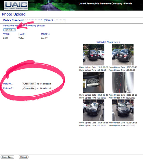 Choose Vehicle to Upload Photos