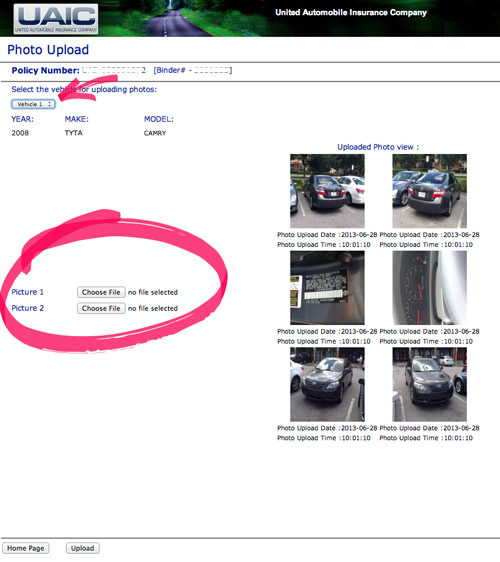 Choose Vehicle to Upload Photos